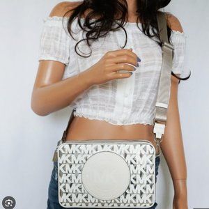 Michael Kors Fulton Sport Clear Logo Crossbody Bag White